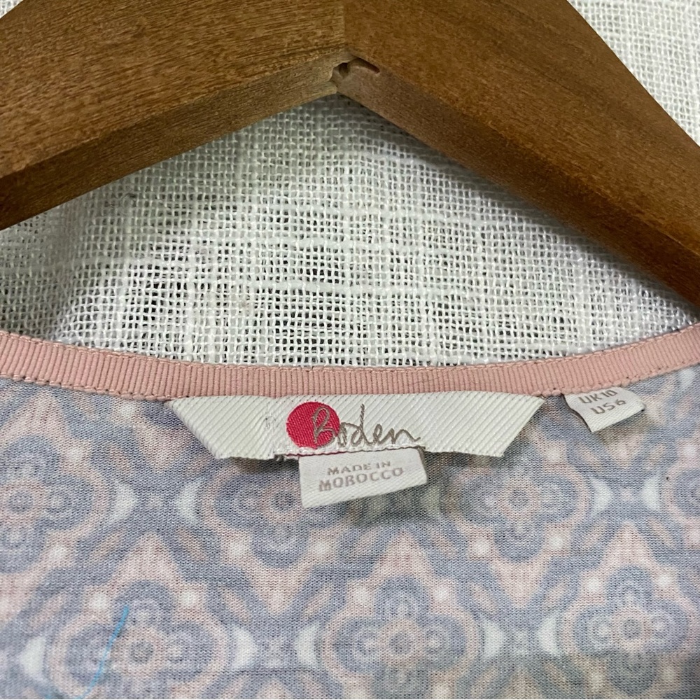 Boden V Neck Cross Front Long Sleeve Blouse Pink Size 6 - Picture 5 of 8